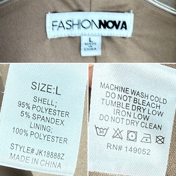 New Fashion Nova Blazer Women Size L Brown Open Front Collared 3/4 Sleeve - Picture 10 of 16